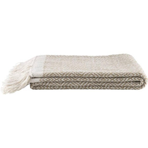 Leen Bakker - Plaid Karst - Zand - 130x170 Cm - Katoen/Polyester - Bruin#Beige#Crème