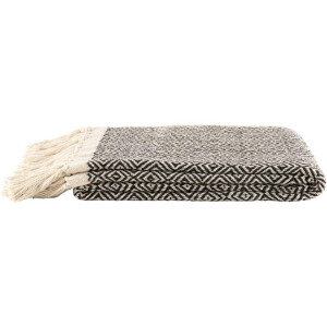 Leen Bakker - Plaid Karst - Zwart - 130x170 Cm - Katoen/Polyester - Crème#Zwart#Beige