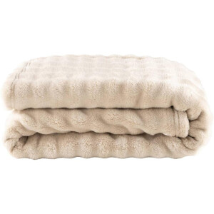 1+1 Gratis Leen Bakker - Plaid Brylin - 130x170 Cm - Polyester - Beige