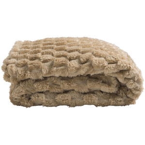 1+1 Gratis Leen Bakker - Plaid Dente - Zand - 130x170 Cm - Polyester - Crème