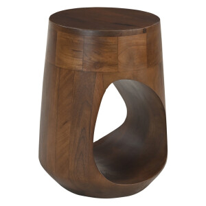 Artistiq Ronde Bijzettafel 'Khaleel' Mangohout, 32cm, kleur Bruin