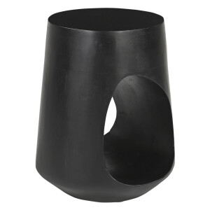 Artistiq Ronde Bijzettafel 'Khaleel' Mangohout, 32cm, kleur Zwart