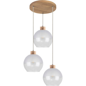 SPOT Light Hanglamp LINEA Hanglamp, natuurproduct van eikenhout, kapjes van glas, in te korten