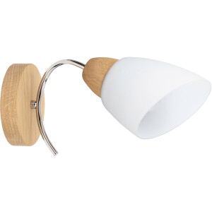 SPOT Light Wandlamp VILETTA Natuurproduct van eikenhout, duurzaam, hoogwaardige kap van glas