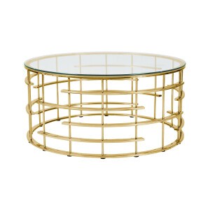 Artistiq Salontafel 'Marico' 90cm, kleur goud / helder glas