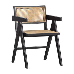 WOOOD Eetkamerstoel 'Gunn' Rotan, kleur Zwart