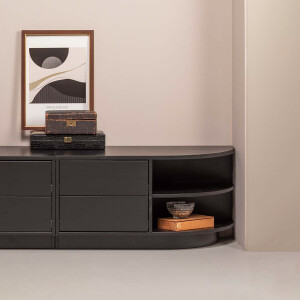 WOOOD TV-meubel 'Finca' Rechts, Mat zwart, 78cm