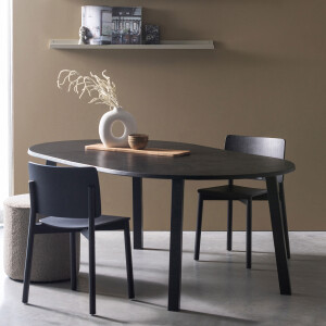 WOOOD Uitschuifbare Ronde Eettafel 'Lange Jan' Eiken, 120-200 x 120cm, kleur blacknight