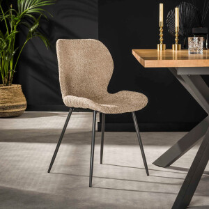 LifestyleFurn Eetkamerstoel 'Gael' Bouclé, kleur zand