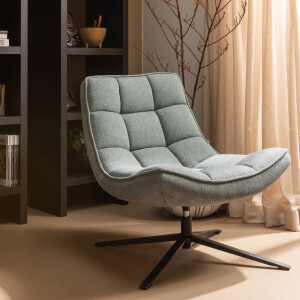WOOOD Draaifauteuil 'Maudi' Geweven, kleur Blue Stone
