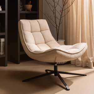 WOOOD Draaifauteuil 'Maudi' Geweven, kleur Naturel
