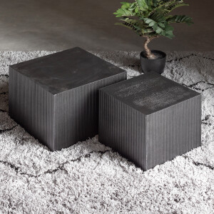 WOOOD Vierkante Bijzettafel 'Sanne' Set van 2 stuks, kleur zwart