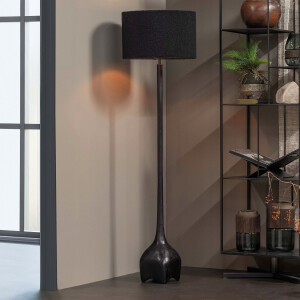 WOOOD Vloerlamp 'Foss' 129cm, kleur Antique Zwart (excl. kap)