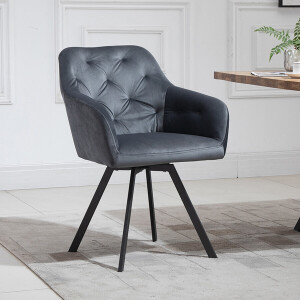 Artistiq Eetkamerstoel 'Romeo' Velvet, Draaibaar, kleur Grijs