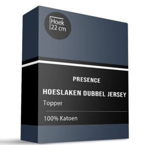 Topper Hoeslaken - Katoen Dubbel Jersey - Navy - 140x200cm - Blauw - Presence - Dekbed-Discounter.nl