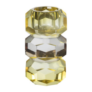 Dinerkaarshouder kristal 3-laags - geel/helder - 4x4x7 cm
