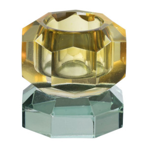 Dinerkaarshouder kristal 2-laags - oker/groen - 4x4x4 cm