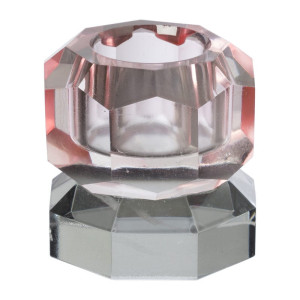 Dinerkaarshouder kristal 2-laags - roze/grijs - 4x4x4 cm