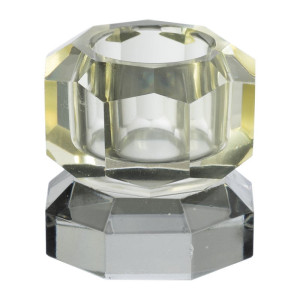 Dinerkaarshouder kristal 2-laags - geel/grijs - 4x4x4 cm