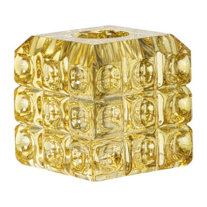 Kandelaar vierkant - geel - 5.5x5.5x5.5 cm