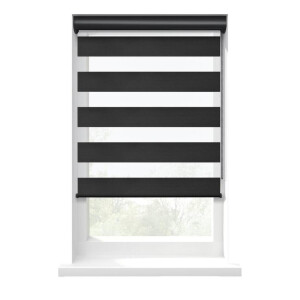 25% korting - Leen Bakker - Fenstr Duo Rolgordijn Nice Lichtdoorlatend - (15060) - Polyester - Zwart - 120x10x10 Cm