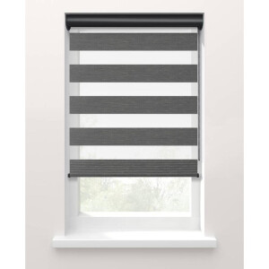 25% korting - Leen Bakker - Fenstr Duo Rolgordijn Trim Lichtdoorlatend - Antraciet (20068) - Polyester - Grijs - 120x10x10 Cm