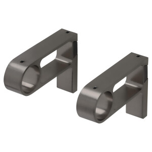 Leen Bakker - Wandsteun Gordijnroede Hooked - Gun Metal - Ø28mm - S/2 (2016383) - Metaal - Grijs