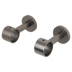 Leen Bakker - Plafondsteun Gordijnroede 5cm - Gun Metal - Ø28mm - S/2 (2016381) - Metaal - Grijs