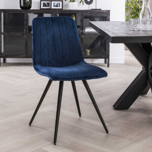 Eetkamerstoel 'Cora' Velvet, kleur Blauw