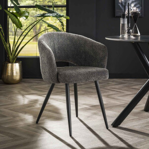 LifestyleFurn Eetkamerstoel 'Arnie' Bouclé, kleur Grijs