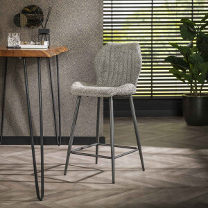 LifestyleFurn Barstoel 'Taneeka' Bouclé, kleur Grijs (zithoogte 67cm)