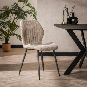 LifestyleFurn Eetkamerstoel 'Taneeka' Bouclé, kleur Zand