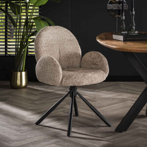 LifestyleFurn Draaibare Eetkamerstoel 'Ceara' Bouclé, kleur Zand