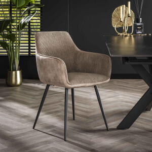 LifestyleFurn Eetkamerstoel 'Kerbi' Rib, kleur Zand