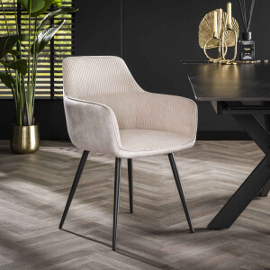 LifestyleFurn Eetkamerstoel 'Kerbi' Rib, kleur Off White