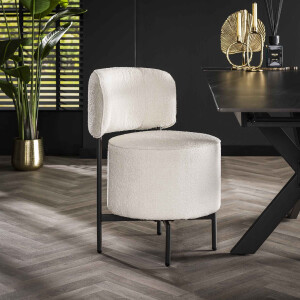 LifestyleFurn Draaibare Eetkamerstoel 'Karlita' Bouclé, kleur Wit