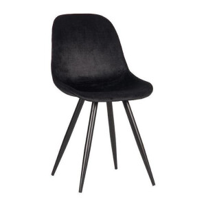 LABEL51 Eetkamerstoel 'Capri', Fluweel, kleur Zwart