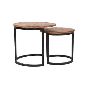 LABEL51 Salontafel 'Duo' Bruin Mangohout, Set van 2 stuks