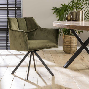 Eetkamerstoel 'Thandie', Velvet, Draaibaar, kleur Groen