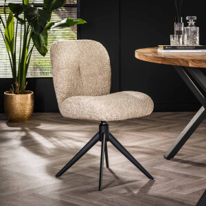 LifestyleFurn Eetkamerstoel 'Lovie' Bouclé, kleur Zand