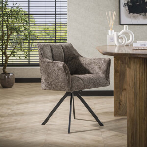 LifestyleFurn Draaibare Eetkamerstoel 'Thandie' Rich stof, kleur Taupe