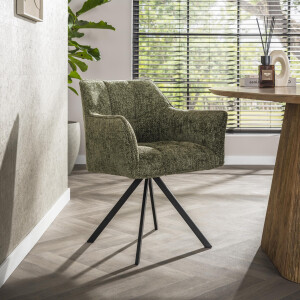 LifestyleFurn Draaibare Eetkamerstoel 'Thandie' Geweven stof, kleur Groen