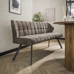 LifestyleFurn Eetkamerbank 'Thandie' Rich stof, 180cm, kleur Taupe