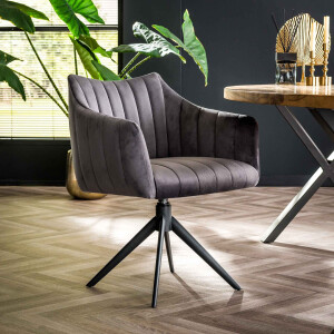 LifestyleFurn Draaibare Eetkamerstoel 'Kirin' Velvet, kleur Antraciet