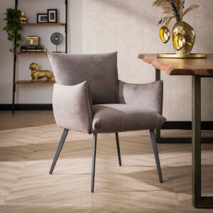 LifestyleFurn Eetkamerstoel 'Yahaira' Velvet, kleur Antraciet velours