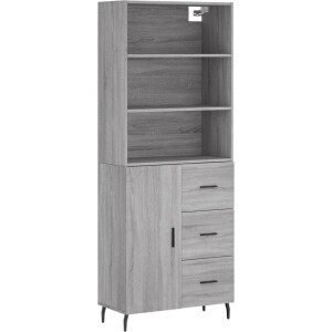 vidaXL Hoge kast 69,5x34x180 cm bewerkt hout grijs sonoma eikenkleurig