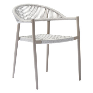 WOOOD Outdoor Eetkamerstoel 'Yellow' Geweven touw, kleur Lichtgrijs