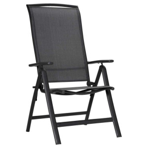 Leen Bakker - Terrasstoel Cannes 7-standen - Mat - Aluminium/Nylon - Grijs - 61x67x114 Cm