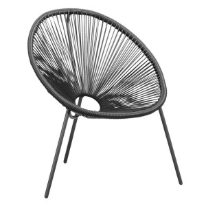 Leen Bakker - Loungestoel Formentera - Antraciet - Metaal/Kunststof - Grijs - 75x82x69.7 Cm