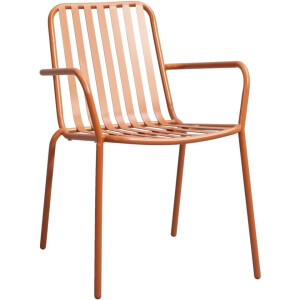 Leen Bakker - Stapelstoel Vence - /terracotta - 82x55x62 Cm - Metaal - Rood#Bruin#Oranje